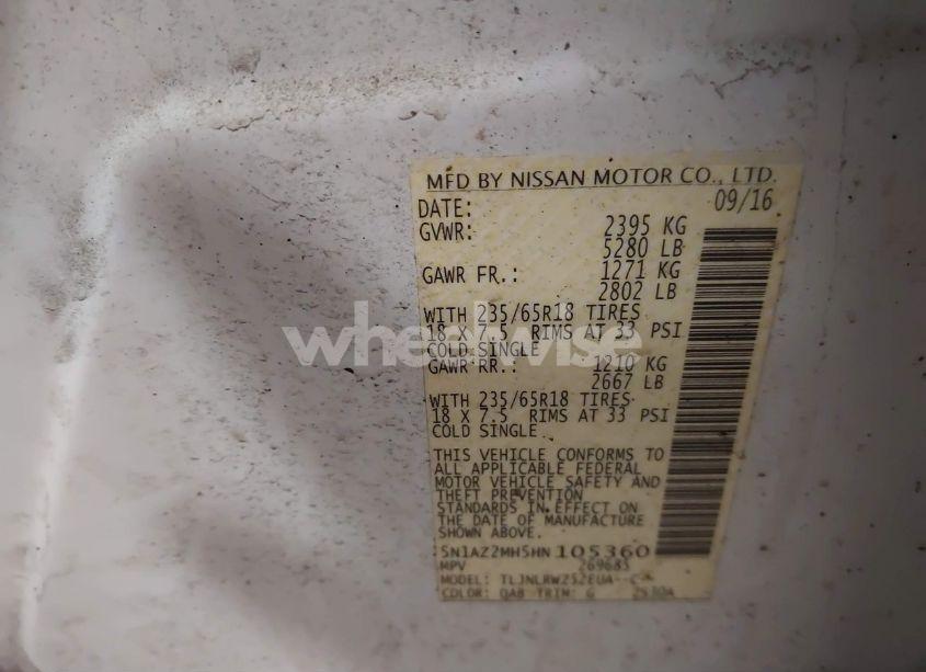 Photo 9 of 2017 Nissan Murano SL (VIN 5N1AZ2MH5HN105360)