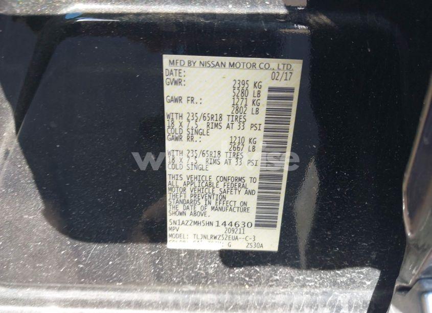 Photo 9 of 2017 Nissan Murano SL (VIN 5N1AZ2MH5HN144630)