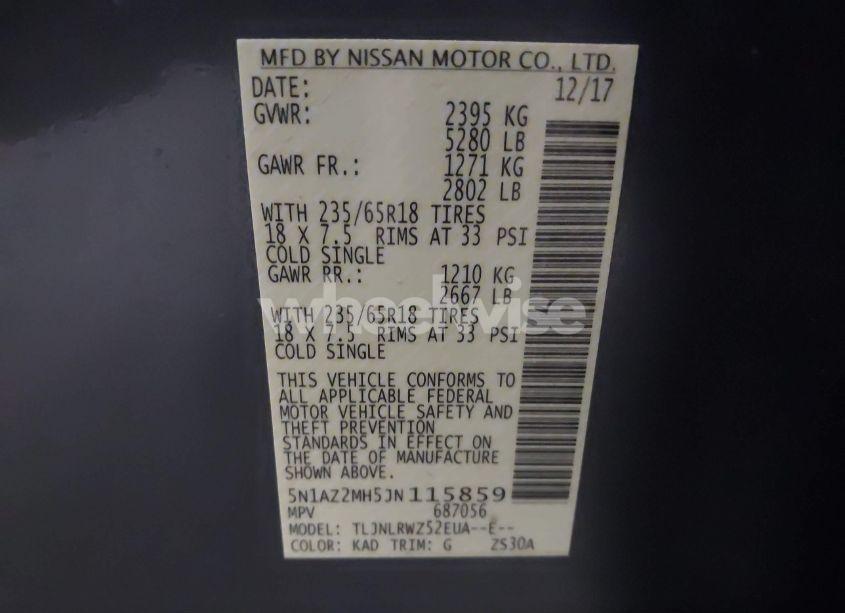 Photo 9 of 2018 Nissan Murano SL (VIN 5N1AZ2MH5JN115859)