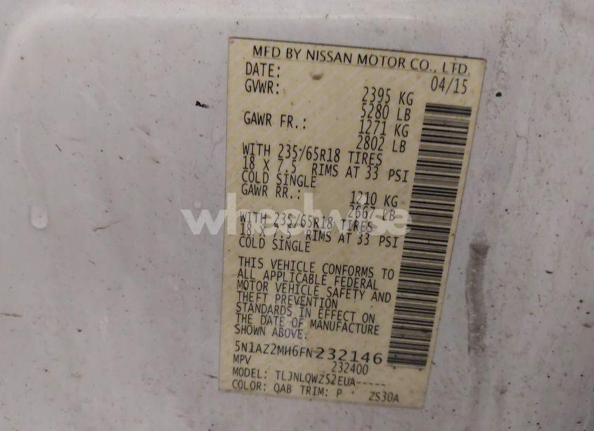 Photo 9 of 2015 Nissan Murano SV (VIN 5N1AZ2MH6FN232146)