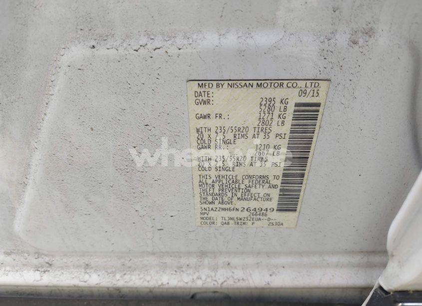 Photo 9 of 2015 Nissan Murano PLATINUM (VIN 5N1AZ2MH6FN264949)