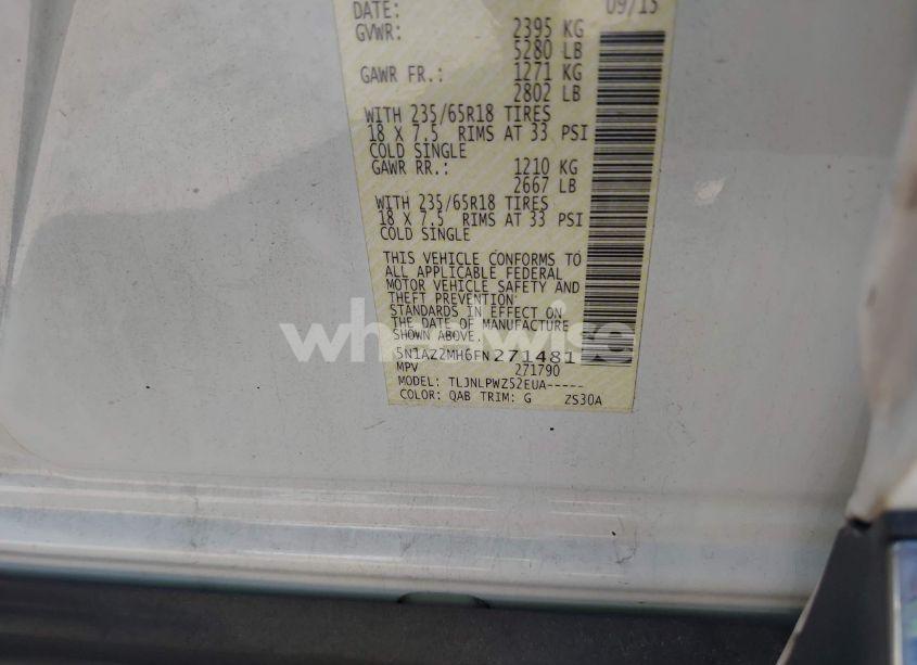 Photo 9 of 2015 Nissan Murano S (VIN 5N1AZ2MH6FN271481)