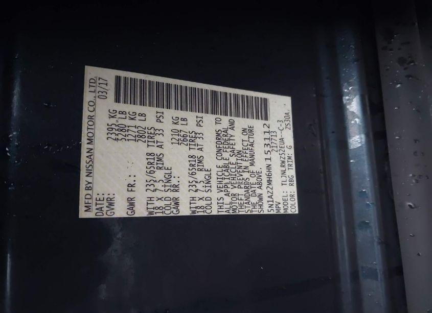 Photo 9 of 2017 Nissan Murano SL (VIN 5N1AZ2MH6HN153112)