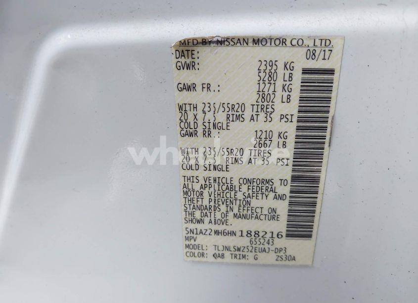 Photo 9 of 2017 Nissan Murano PLATINUM (VIN 5N1AZ2MH6HN188216)