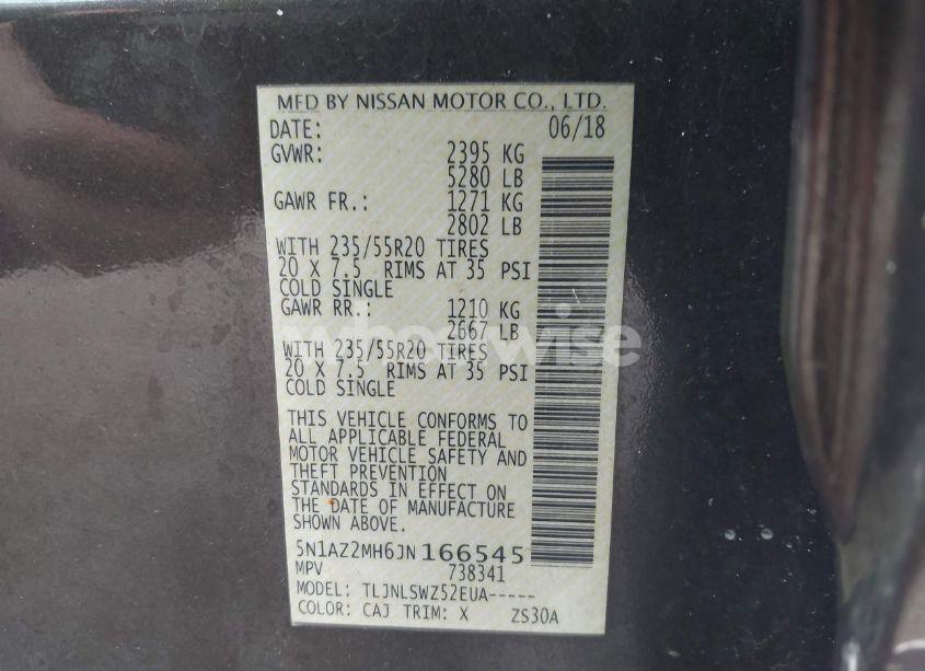 Photo 9 of 2018 Nissan Murano PLATINUM (VIN 5N1AZ2MH6JN166545)