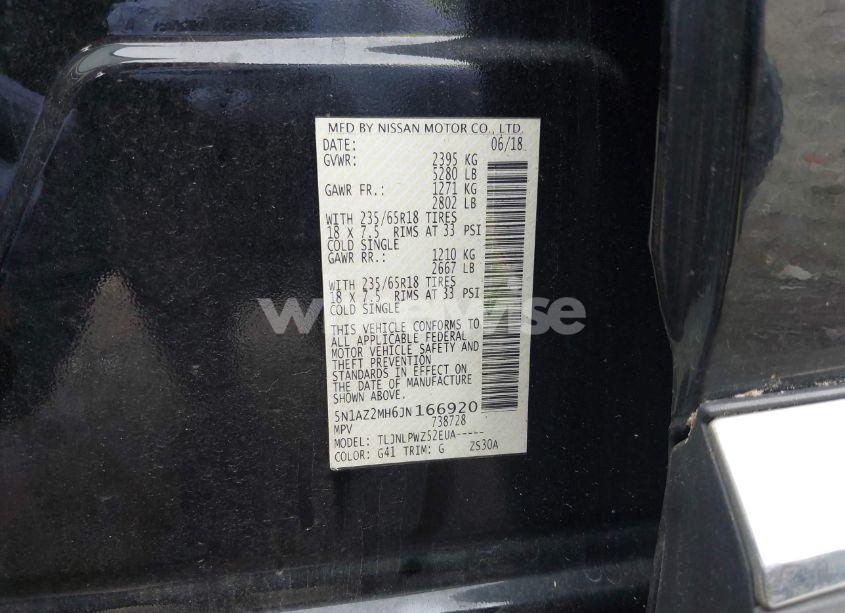 Photo 9 of 2018 Nissan Murano S (VIN 5N1AZ2MH6JN166920)