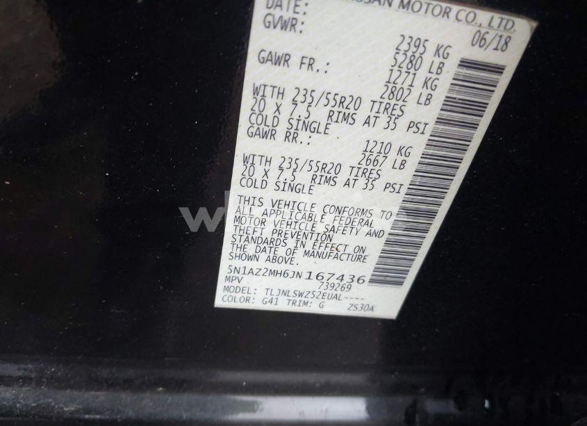 Photo 9 of 2018 Nissan Murano PLATINUM (VIN 5N1AZ2MH6JN167436)