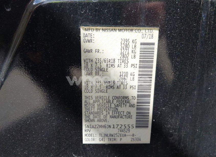 Photo 9 of 2018 Nissan Murano SL (VIN 5N1AZ2MH6JN172555)