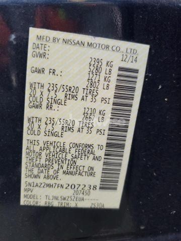 Photo 2 of 2015 NISSAN MURANO S (VIN 5N1AZ2MH7FN207238)