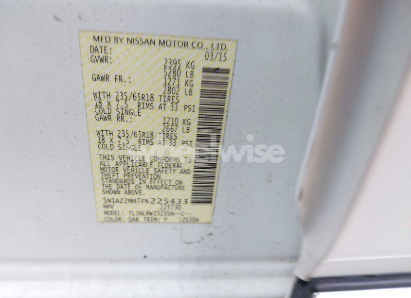 Photo 9 of 2015 Nissan Murano SL (VIN 5N1AZ2MH7FN225433)