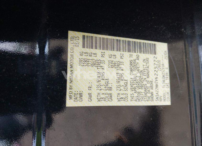 Photo 9 of 2015 Nissan Murano SV (VIN 5N1AZ2MH7FN225772)