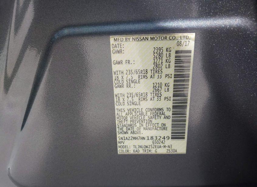 Photo 9 of 2017 Nissan Murano SV (VIN 5N1AZ2MH7HN183249)