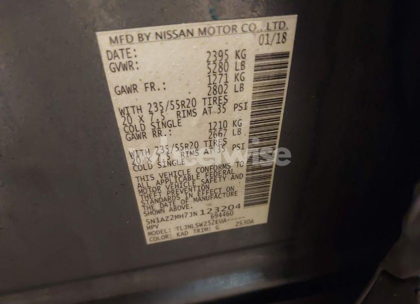 Photo 9 of 2018 Nissan Murano PLATINUM (VIN 5N1AZ2MH7JN123204)