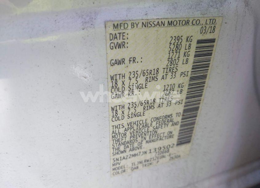 Photo 9 of 2018 Nissan Murano SL (VIN 5N1AZ2MH7JN139502)