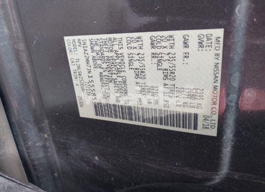 Photo 9 of 2018 Nissan Murano PLATINUM (VIN 5N1AZ2MH7JN155585)