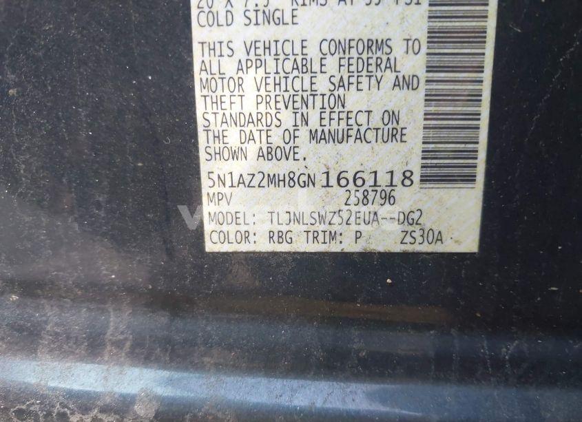 Photo 9 of 2016 Nissan Murano PLATINUM (VIN 5N1AZ2MH8GN166118)