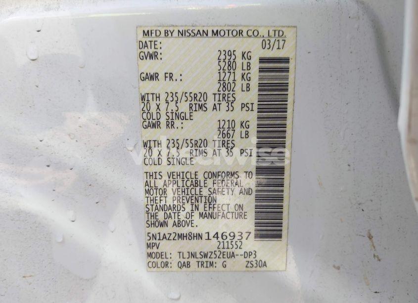 Photo 9 of 2017 Nissan Murano PLATINUM (VIN 5N1AZ2MH8HN146937)