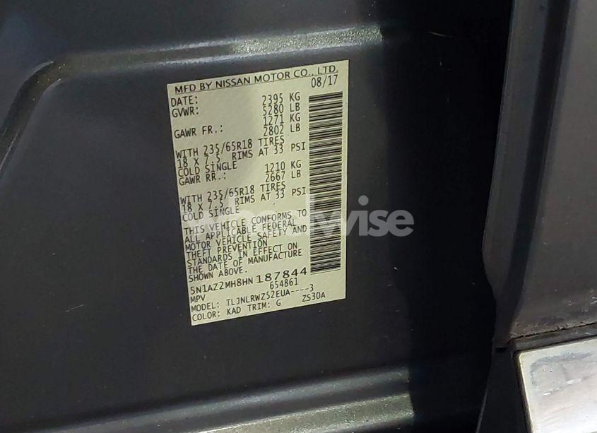 Photo 9 of 2017 Nissan Murano SL (VIN 5N1AZ2MH8HN187844)