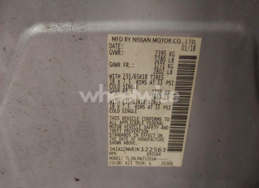 Photo 9 of 2018 Nissan Murano S (VIN 5N1AZ2MH8JN122563)