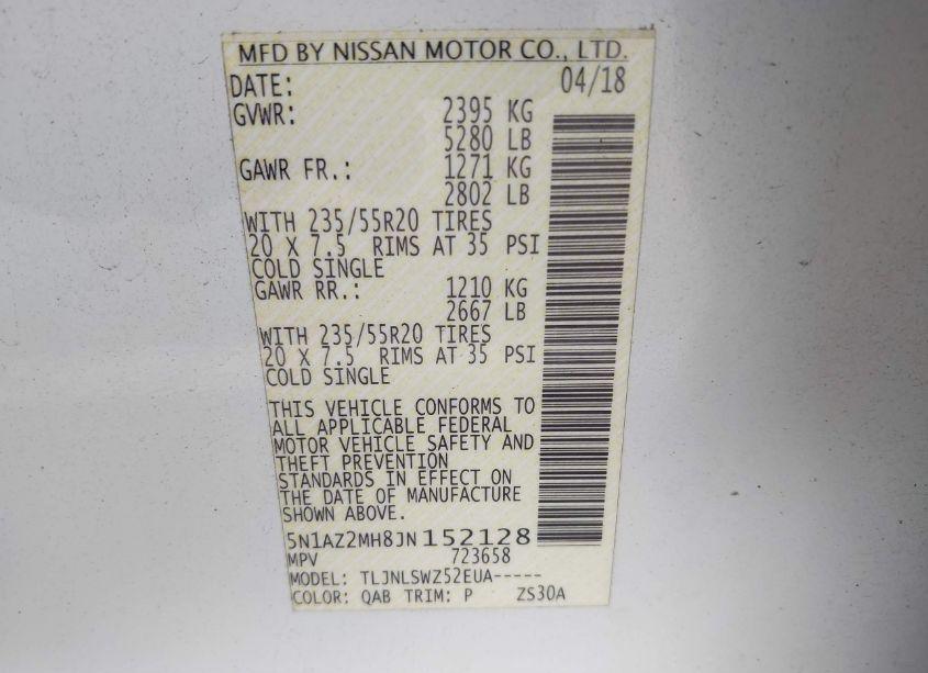 Photo 9 of 2018 Nissan Murano PLATINUM (VIN 5N1AZ2MH8JN152128)