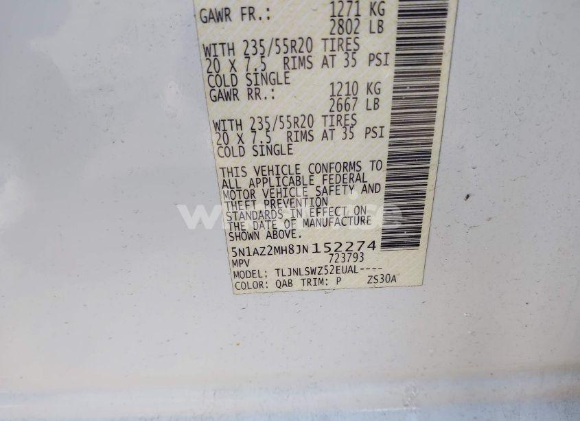 Photo 9 of 2018 Nissan Murano PLATINUM (VIN 5N1AZ2MH8JN152274)