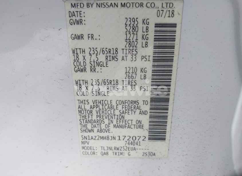 Photo 9 of 2018 Nissan Murano SL (VIN 5N1AZ2MH8JN172072)