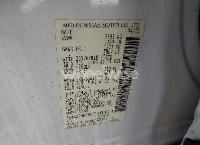 Photo 9 of 2015 Nissan Murano SV (VIN 5N1AZ2MH9FN230424)