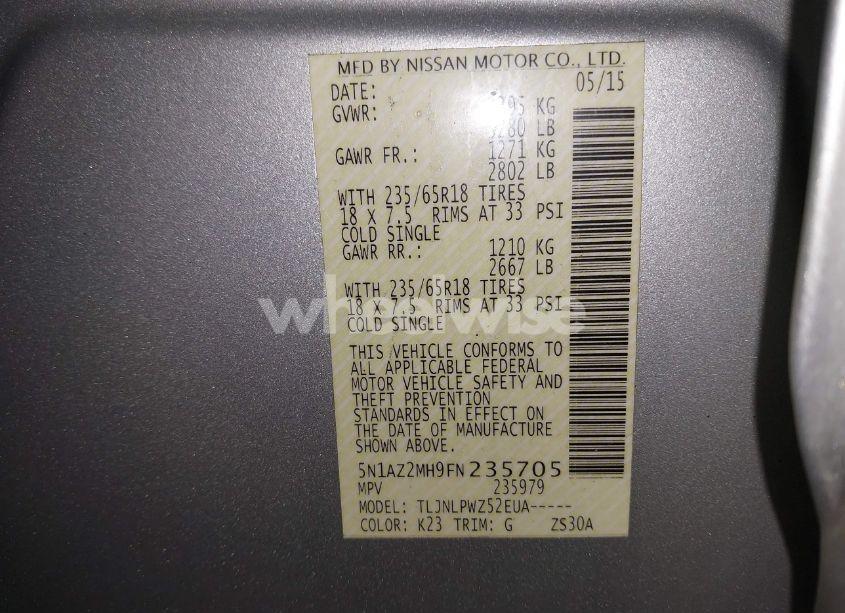 Photo 9 of 2015 Nissan Murano S (VIN 5N1AZ2MH9FN235705)