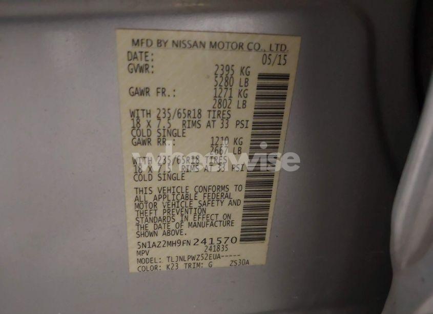 Photo 9 of 2015 Nissan Murano S (VIN 5N1AZ2MH9FN241570)