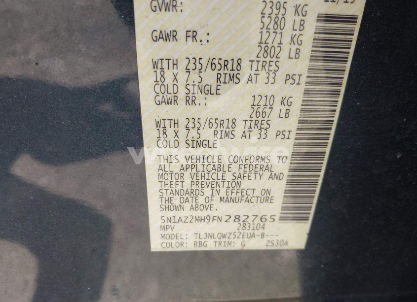 Photo 9 of 2015 Nissan Murano SV (VIN 5N1AZ2MH9FN282765)