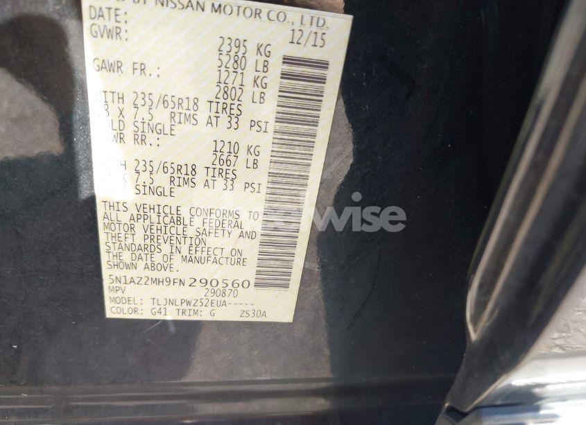 Photo 9 of 2015 Nissan Murano S (VIN 5N1AZ2MH9FN290560)