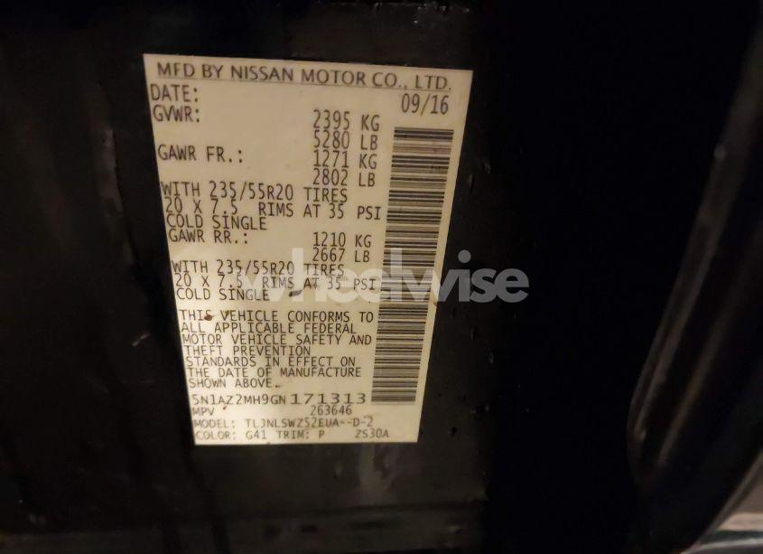 Photo 9 of 2016 Nissan Murano PLATINUM (VIN 5N1AZ2MH9GN171313)