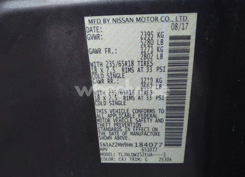 Photo 9 of 2017 Nissan Murano SV (VIN 5N1AZ2MH9HN184077)