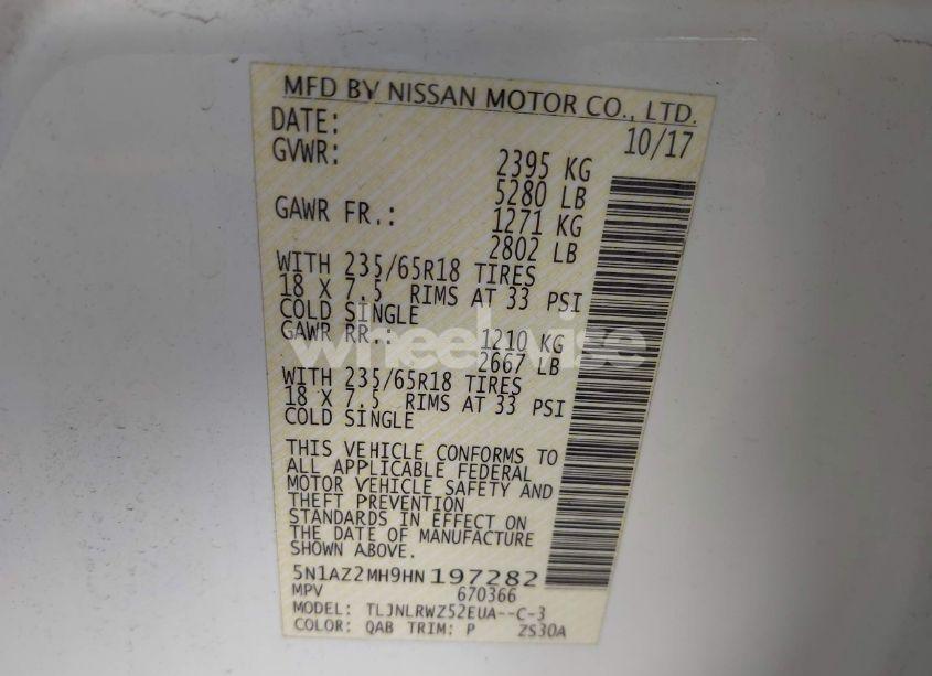 Photo 9 of 2017 Nissan Murano SL (VIN 5N1AZ2MH9HN197282)