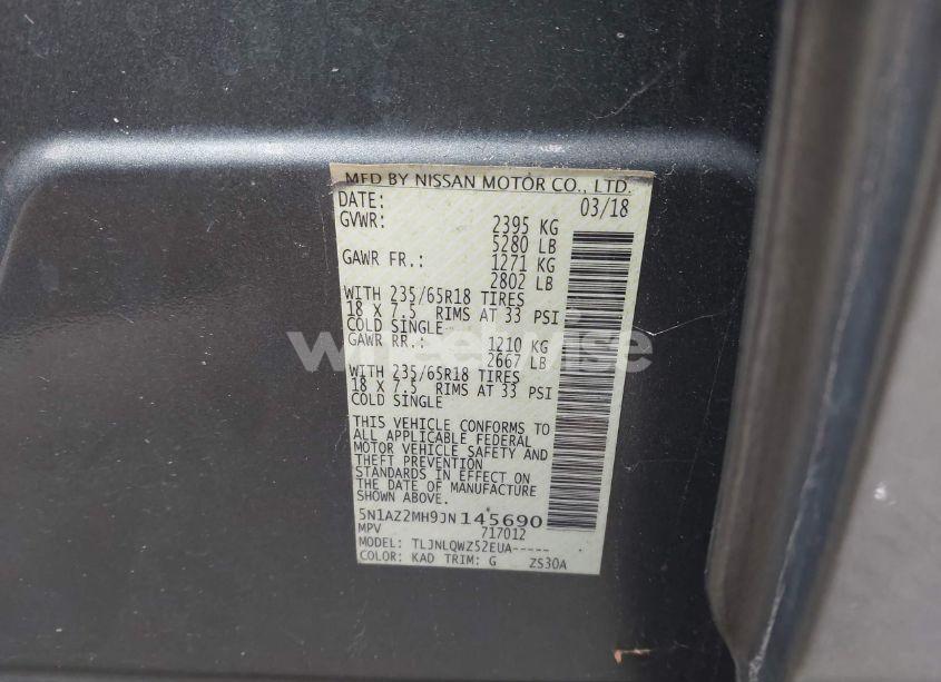 Photo 9 of 2018 Nissan Murano SV (VIN 5N1AZ2MH9JN145690)