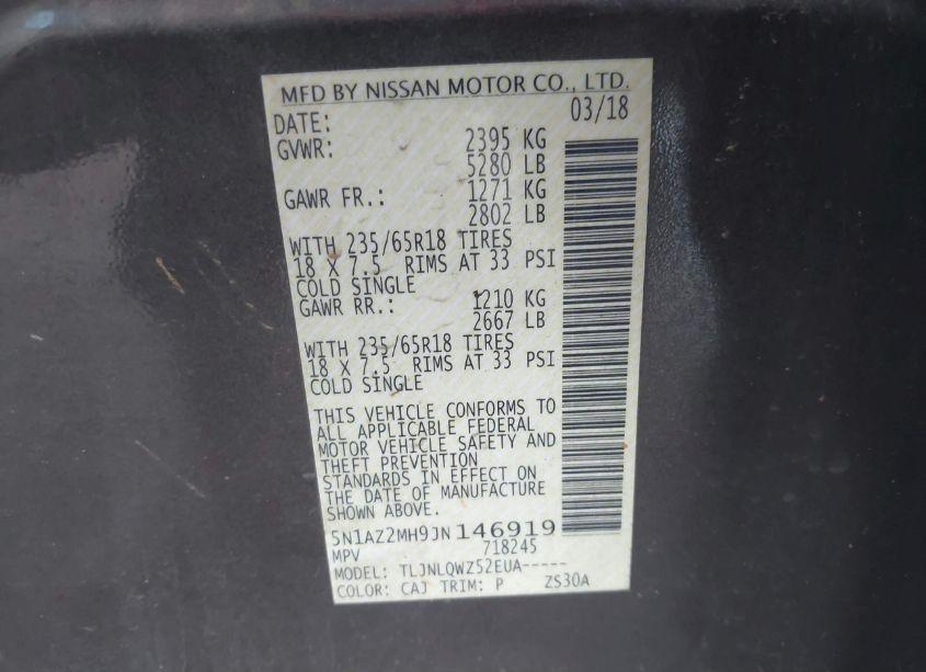 Photo 9 of 2018 Nissan Murano SV (VIN 5N1AZ2MH9JN146919)