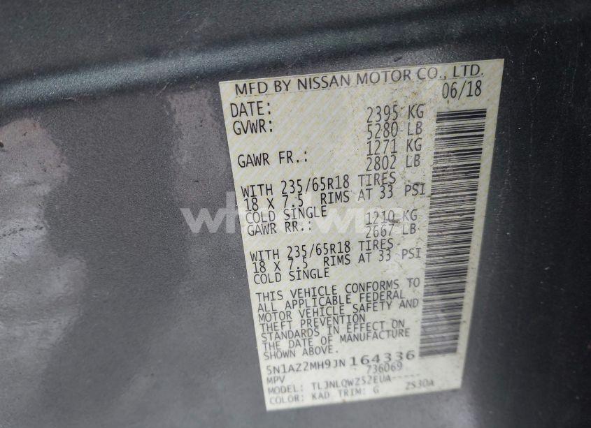 Photo 9 of 2018 Nissan Murano SV (VIN 5N1AZ2MH9JN164336)