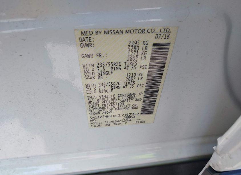 Photo 9 of 2018 Nissan Murano PLATINUM (VIN 5N1AZ2MH9JN176762)