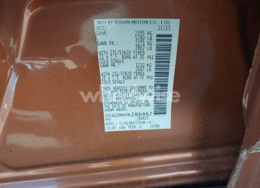 Photo 9 of 2015 Nissan Murano PLATINUM (VIN 5N1AZ2MHXFN286467)