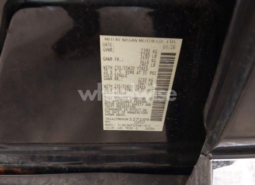 Photo 9 of 2016 Nissan Murano PLATINUM (VIN 5N1AZ2MHXGN127109)