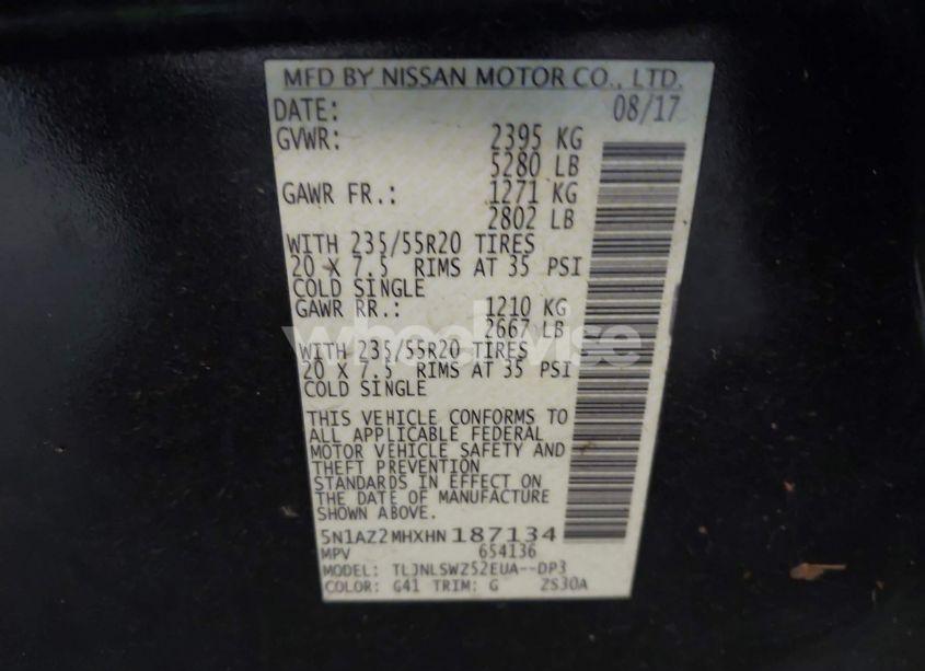 Photo 9 of 2017 Nissan Murano PLATINUM (VIN 5N1AZ2MHXHN187134)