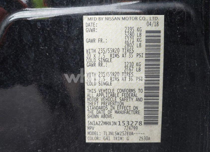 Photo 9 of 2018 Nissan Murano PLATINUM (VIN 5N1AZ2MHXJN153278)