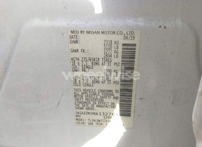 Photo 9 of 2019 Nissan Murano SV (VIN 5N1AZ2MJ4KN132768)