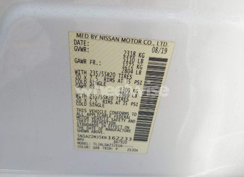 Photo 9 of 2019 Nissan Murano PLATINUM (VIN 5N1AZ2MJ5KN162233)