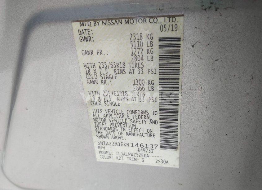 Photo 9 of 2019 Nissan Murano S (VIN 5N1AZ2MJ6KN146137)