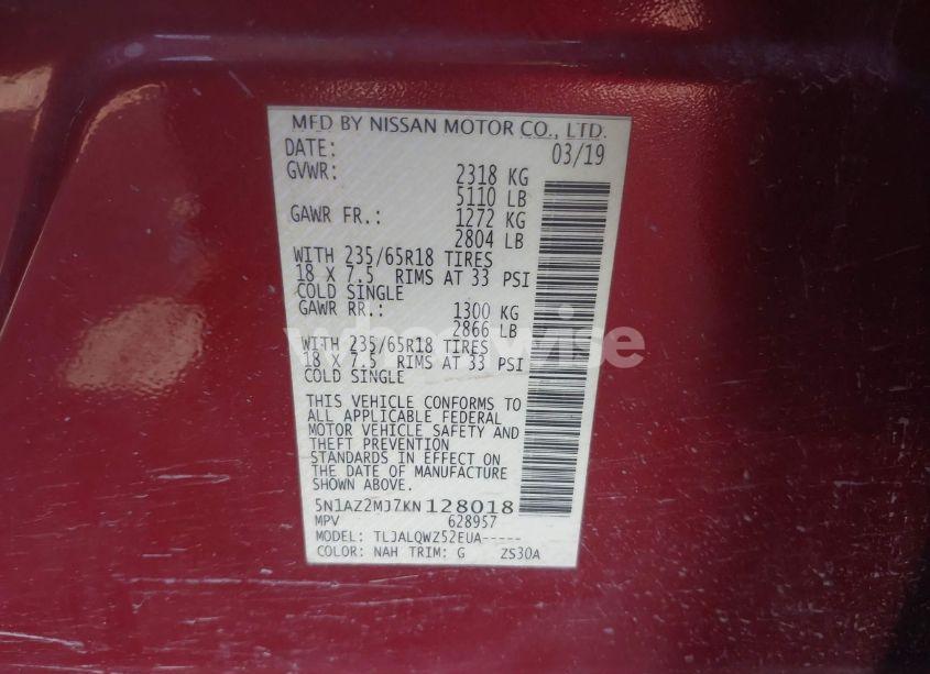 Photo 9 of 2019 Nissan Murano SV (VIN 5N1AZ2MJ7KN128018)