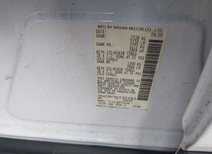 Photo 9 of 2019 Nissan Murano SV (VIN 5N1AZ2MJ7KN132165)