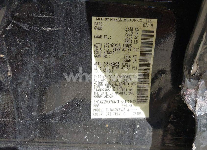 Photo 9 of 2019 Nissan Murano S (VIN 5N1AZ2MJ7KN159060)