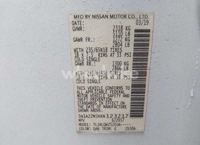 Photo 9 of 2019 Nissan Murano SV (VIN 5N1AZ2MJXKN123217)