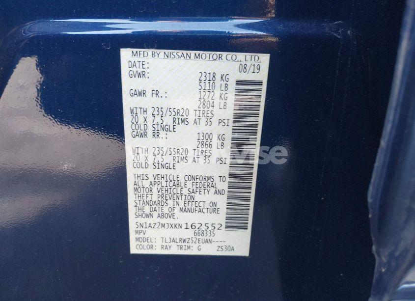 Photo 9 of 2019 Nissan Murano SL (VIN 5N1AZ2MJXKN162552)